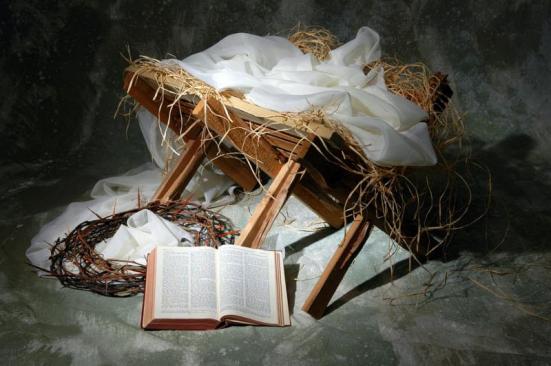 The story of Christmas with open Bible to John 3 16